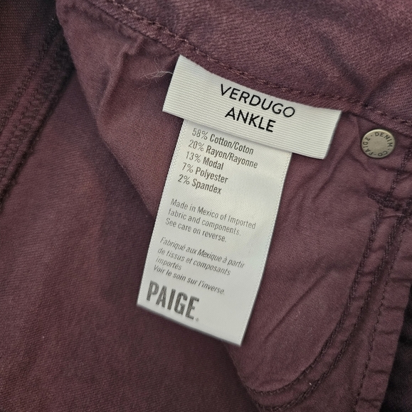 Paige Verdugo Ankle Mid Rise Skinny Wine Purple 27 NWT - Picture 8 of 8